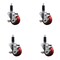 Service Caster 3'' Red Poly Swivel 1-1/8'' Expanding Stem Caster Set with Brake, 4PK SCC-EX20S314-PPUB-RED-TLB-118-4 - alternate 1